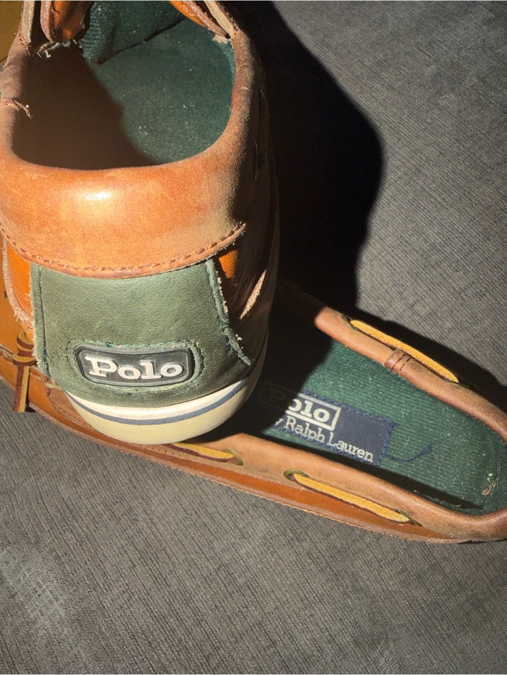 Polo by Ralph Lauren Men's Tan/Brown Leather Boat Shoes EXTREMELY RARE … - Picture 2 of 6